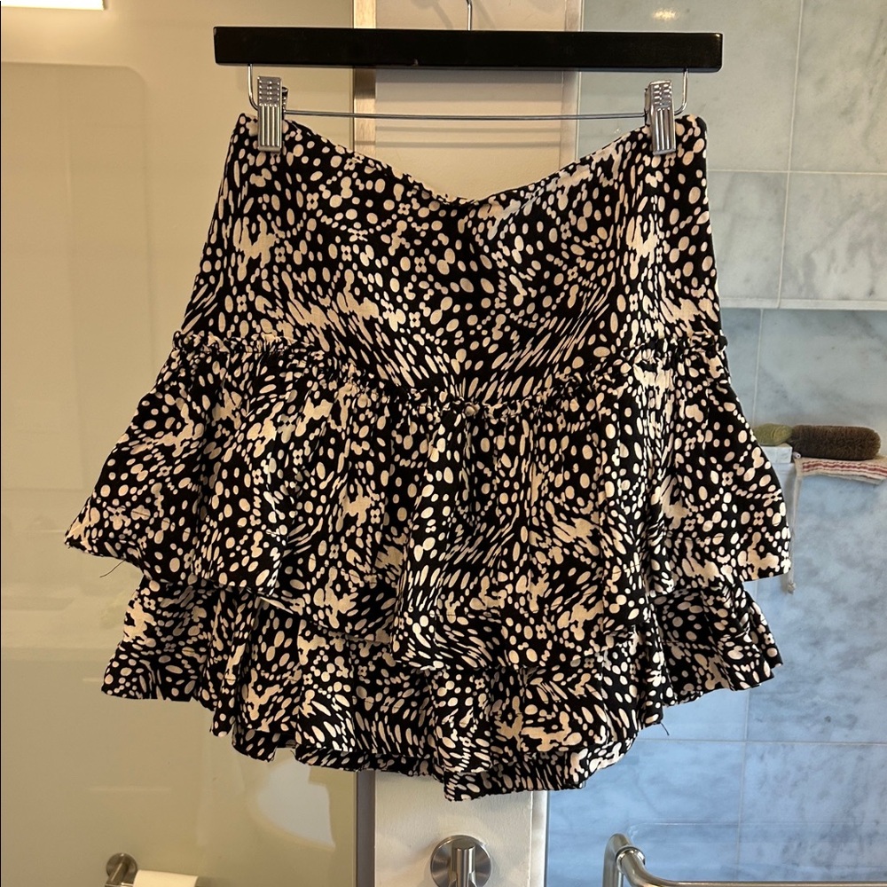 Anthropologie Maeve Black and White A-Line ruffled Skirt